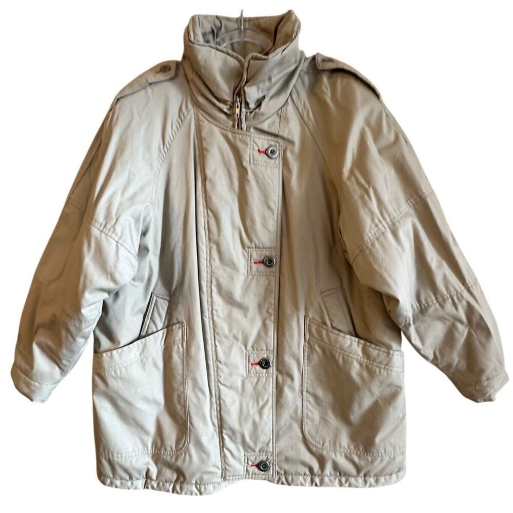 Vintage 1980's/90's New York Girl Khaki Puffer Jacket‎ Sz. M Retro Quilted EUC